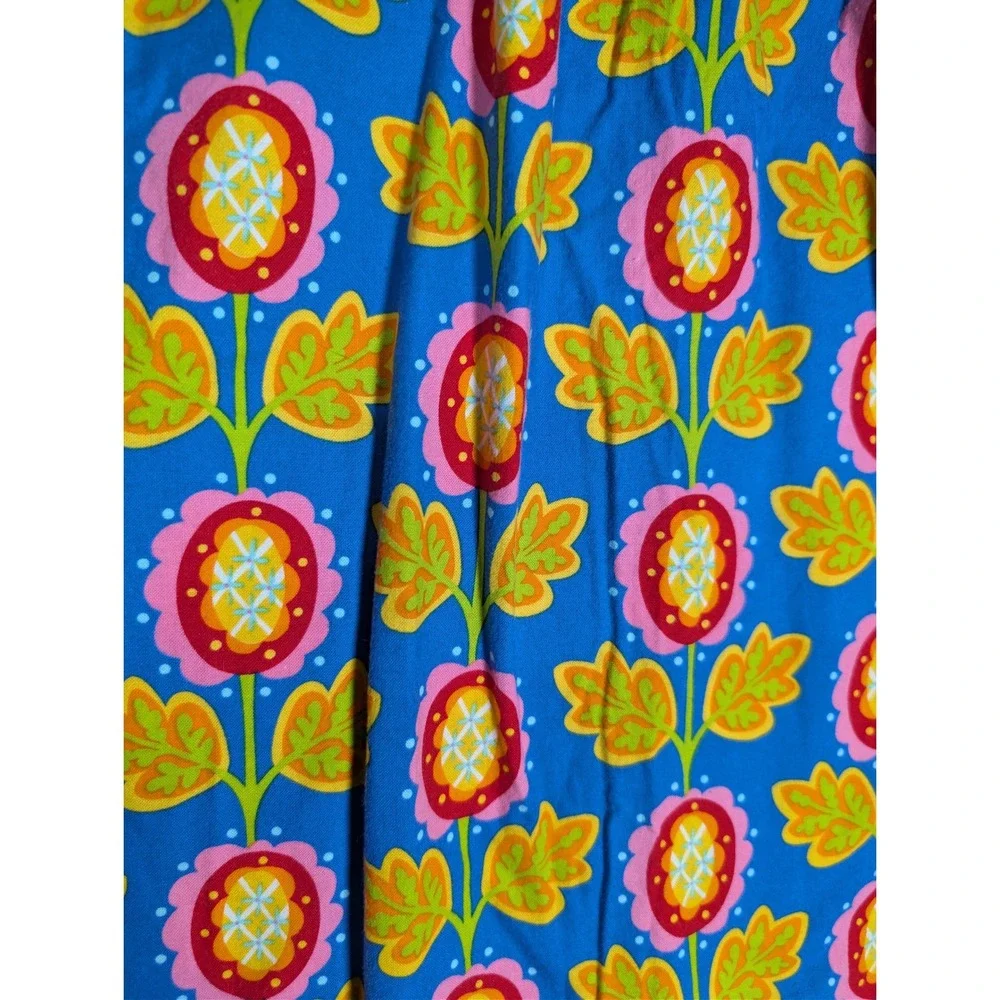 Hippo Hula Girls Dress 4T Blue Floral Halter Orange Polka Dot Collar Kitschy